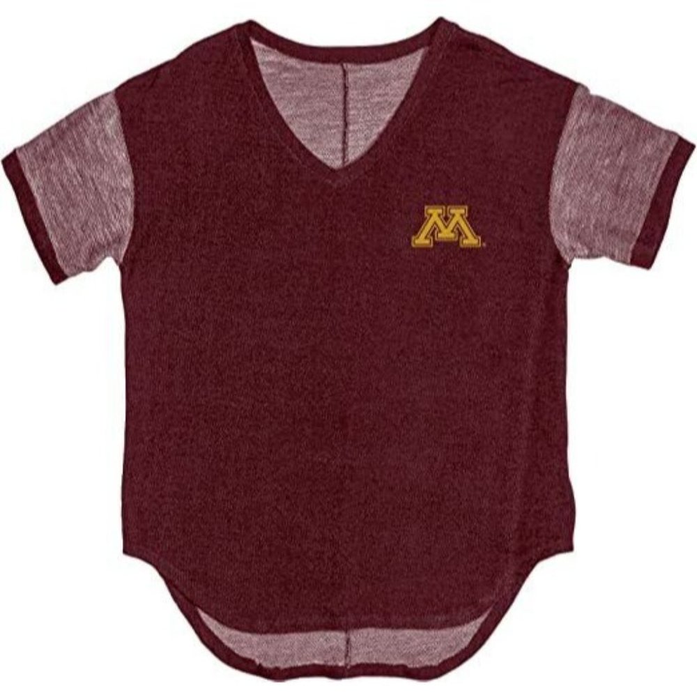 NCAA Women's Minnesota Golden Gophers Premium Terry V-Neck Shirt, Maroon, S, NWT